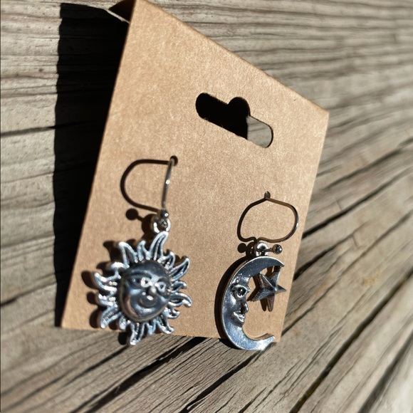 Hanging Star and Moon Earrings - Picture 4 of 5